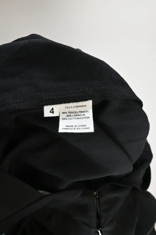 Black draped Tencel-linen blend pullover swing-style overalls with fixed straps