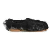 Black draped tulle and leather slip-on ballerinas