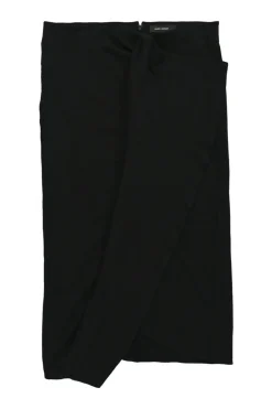 Black draped viscose Louki sarong-style pencil skirt