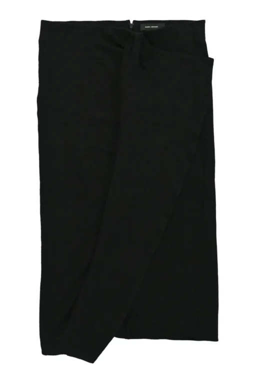 Black draped viscose Louki sarong-style pencil skirt