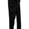 Black draped viscose-blend sarong-style tapered leg trousers