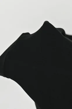 Black draped viscose-blend plunge neck sleeveless jersey knit jumpsuit