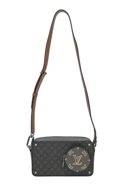 Black Eclpise monogram canvas and leather Volga on Strap camera bag
