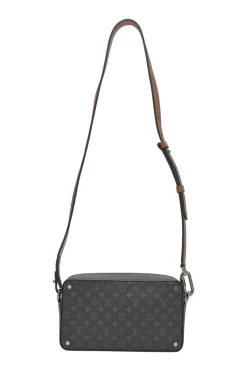 Black Eclpise monogram canvas and leather Volga on Strap camera bag