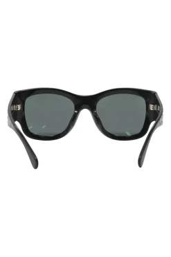 Black embellished acetate rectangle sunglasses