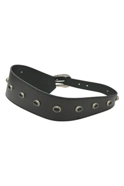 Black embellished leather Billy asymmetric concho belly belt