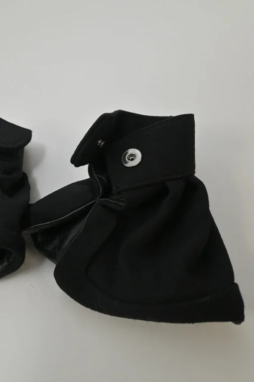 Black fleece wool and lambskin detachable wrist cuffs