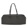 Black floral-embossed leather East West Boston bag
