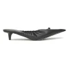 Black gathered supple lambskin pointed-toe Scrunch Knife mules with toggle vamps and comma heels