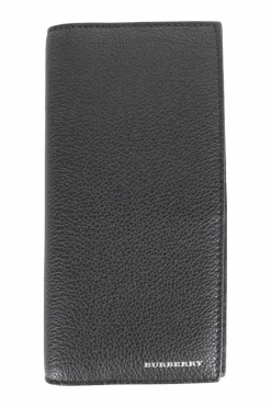 Black grained calf long wallet.