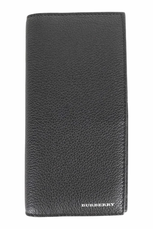 Black grained calf long wallet.