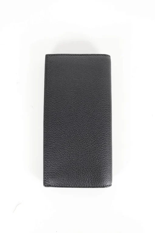 Black grained calf long wallet.