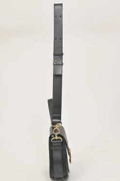 Black grained calfskin Tess bag with detachable shoulder strap