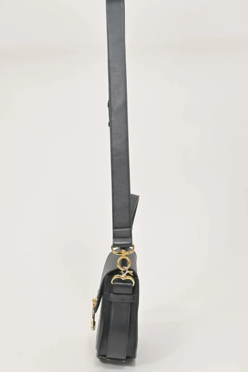 Black grained calfskin Tess bag with detachable shoulder strap