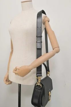 Black grained calfskin Tess bag with detachable shoulder strap