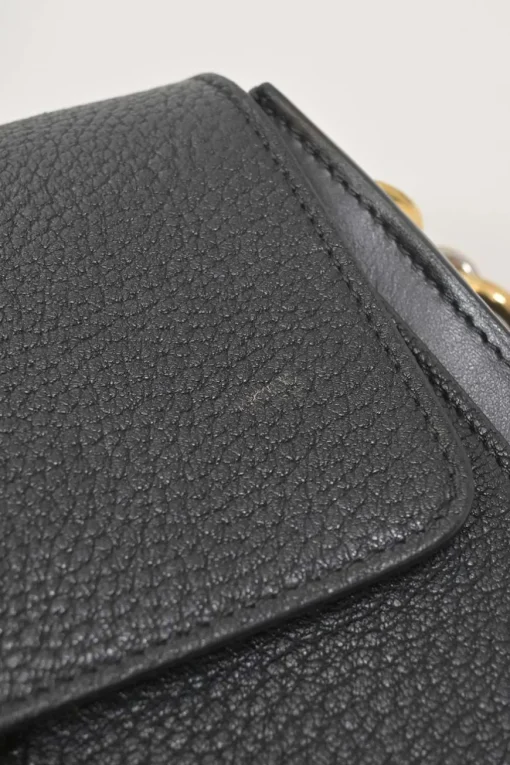 Black grained calfskin Tess bag with detachable shoulder strap