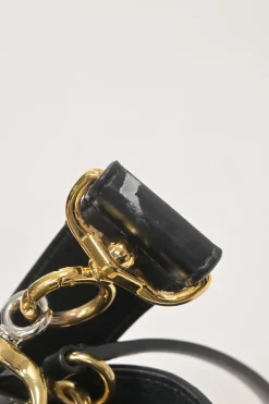 Black grained calfskin Tess bag with detachable shoulder strap