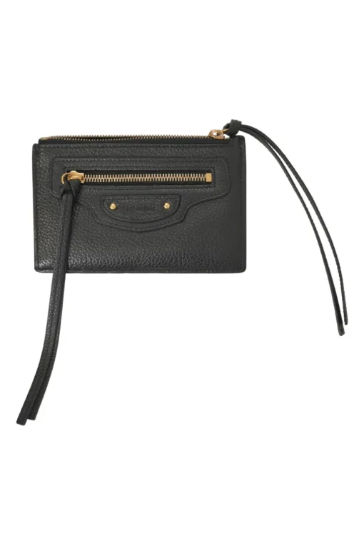 Black grained leather Neo Classic zip card holder