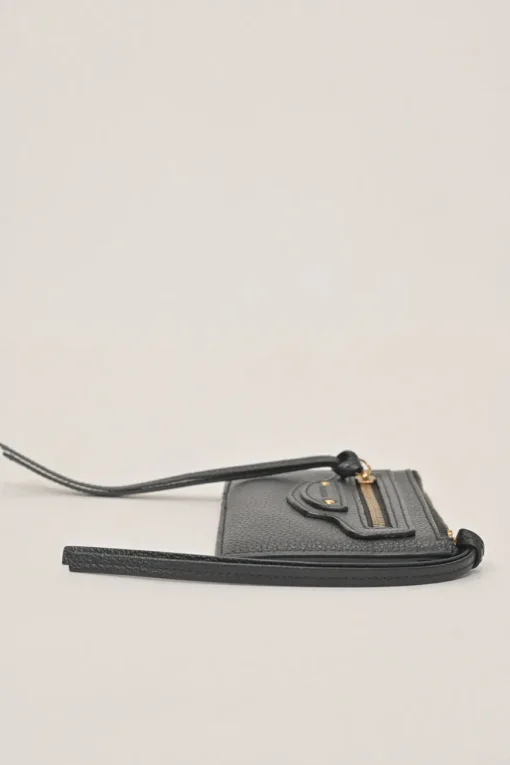 Black grained leather Neo Classic zip card holder