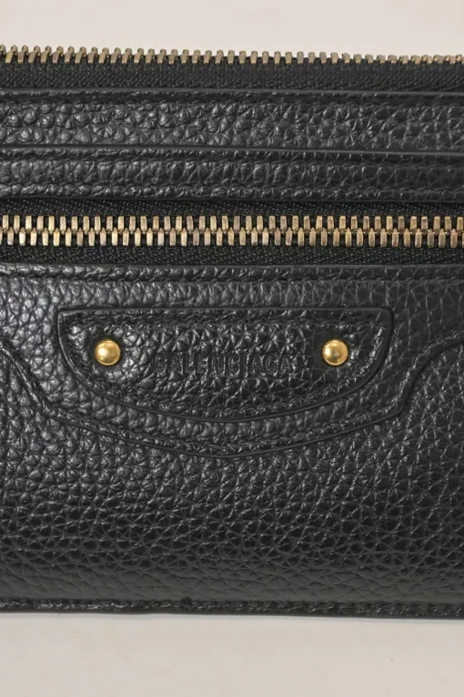 Black grained leather Neo Classic zip card holder