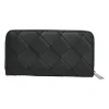Black intrecciato nappa leather zip wallet