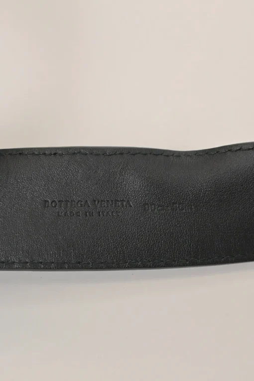 Black intrecciato nappa leather buckle belt