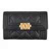 Black lambskin 'Boy Chanel' flap card holder