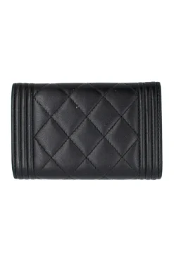 Black lambskin 'Boy Chanel' flap card holder