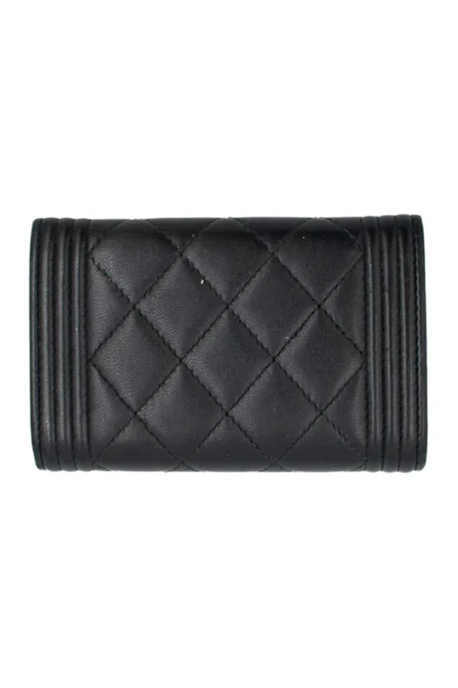 Black lambskin 'Boy Chanel' flap card holder