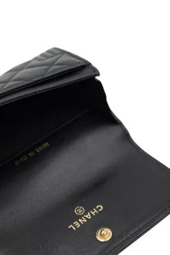 Black lambskin 'Boy Chanel' flap card holder