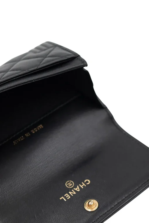 Black lambskin 'Boy Chanel' flap card holder