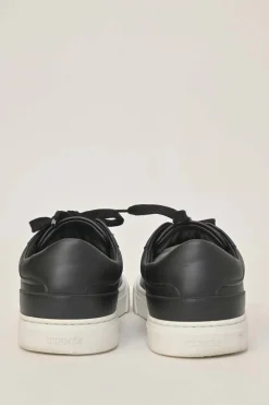 Black leather and rubber low-top Day sneakers with palladium-plated Kelly buckle mid-arch strap