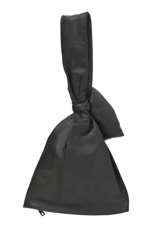Black leather BV Twist wristlet bag