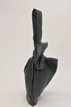 Black leather BV Twist wristlet bag