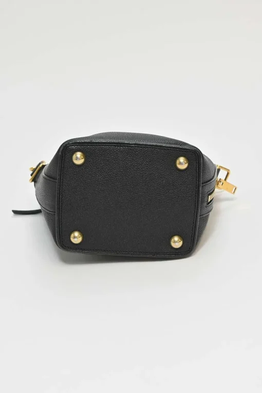 Black leather Emanuelle drawstring bucket bag