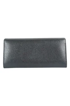 Black leather flap continental wallet
