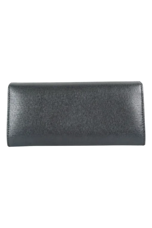 Black leather flap continental wallet