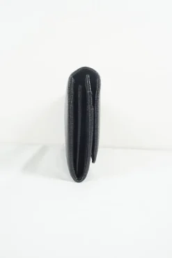 Black leather flap continental wallet