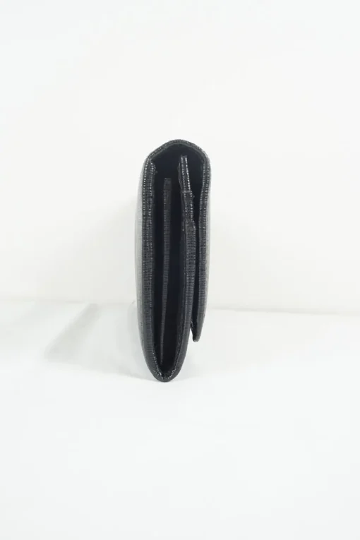 Black leather flap continental wallet