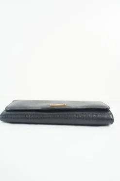 Black leather flap continental wallet