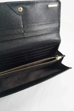 Black leather flap continental wallet