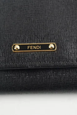 Black leather flap continental wallet