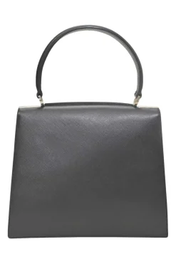 Black leather Gancini top handle bag