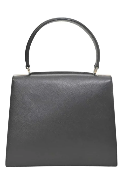 Black leather Gancini top handle bag