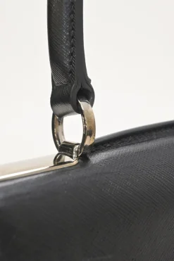 Black leather Gancini top handle bag