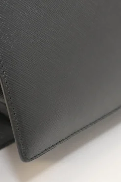Black leather Gancini top handle bag