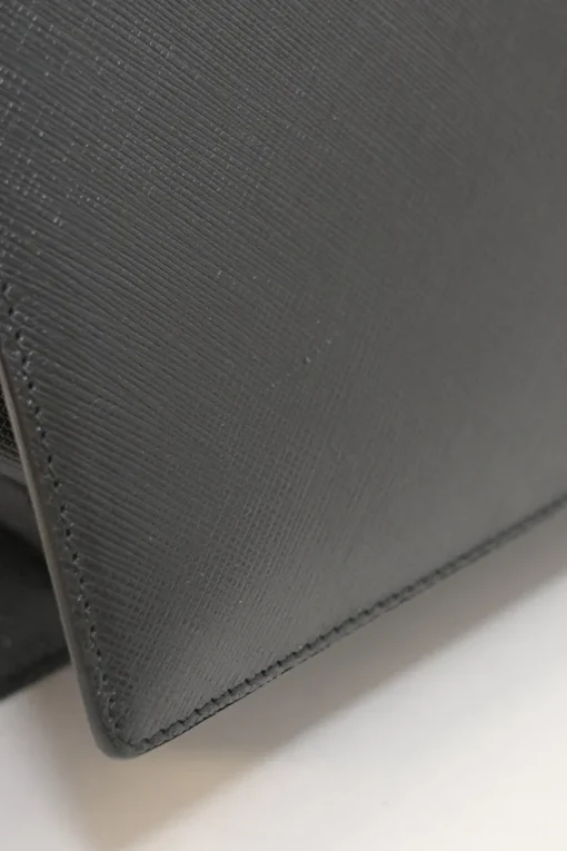 Black leather Gancini top handle bag