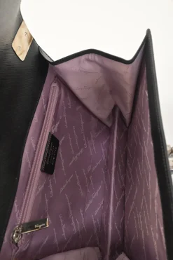 Black leather Gancini top handle bag