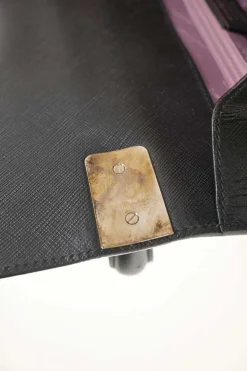 Black leather Gancini top handle bag