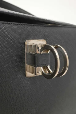 Black leather Gancini top handle bag